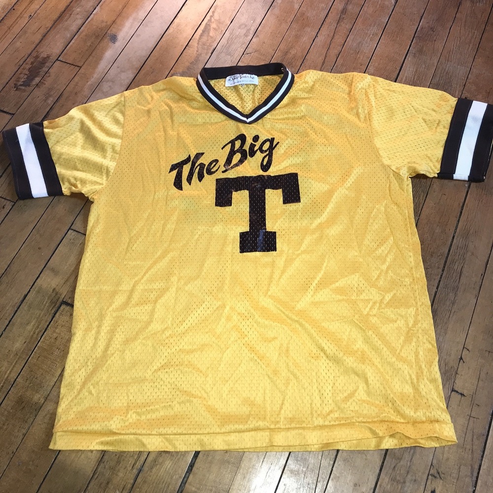 Vintage Michigan Baseball Jersey Yellow The Big T Mesh Mens Medium Jack Pearl's